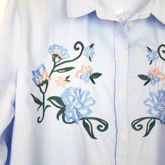 Sanctuary | Button Down Blouse Embroidered Blue - Picture 3 of 6